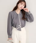 natural couture(ナチュラルクチュール) 【WEB限定】配色ボウタイ２WAYブラウス