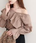 natural couture(ナチュラルクチュール) 【WEB限定】クロスフリルデザインブラウス