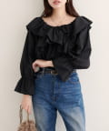natural couture(ナチュラルクチュール) 【WEB限定】クロスフリルデザインブラウス