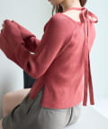 Kastane(カスタネ) 【WEB・一部店舗限定】ボウタイ配色リブニット