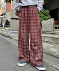 CIAOPANIC TYPY(チャオパニックティピー) ネルチェックタックボリュームワイドパンツ