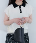 NICE CLAUP / OLIVE des OLIVE OUTLET(ナイスクラップ  / オリーブ デ オリーブ アウトレット) 【natural couture】衿付き配色ライン入りニット