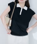 NICE CLAUP / OLIVE des OLIVE OUTLET(ナイスクラップ  / オリーブ デ オリーブ アウトレット) 【natural couture】衿付き配色ライン入りニット