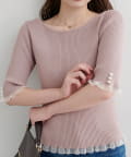 NICE CLAUP / OLIVE des OLIVE OUTLET(ナイスクラップ  / オリーブ デ オリーブ アウトレット) 【natural couture】前後２WAYシアーフリルリブニット