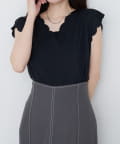 NICE CLAUP / OLIVE des OLIVE OUTLET(ナイスクラップ  / オリーブ デ オリーブ アウトレット) 【natural coutur】前後２WAYスカラップノースリカットソーブラウス