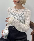 w closet(ダブルクローゼット) レース袖フレアトップス