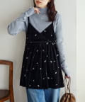 DISCOAT(ディスコート) ベロア刺繍カシュクールキャミチュニック