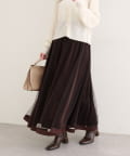natural couture(ナチュラルクチュール) 【WEB限定】サテンパイピングチュールスカート