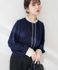 natural couture(ナチュラルクチュール) 【WEB限定】バイカラーデザイン釦ブラウス
