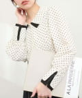 natural couture(ナチュラルクチュール) 【WEB限定】〈osono〉重ね衿配色ブラウス