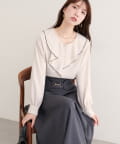natural couture(ナチュラルクチュール) 【WEB限定】フロントフリルブラウス