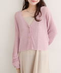 natural couture(ナチュラルクチュール) 【WEB限定】チェック編みカーデ