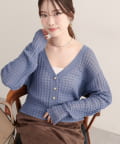 natural couture(ナチュラルクチュール) 【WEB限定】チェック編みカーデ
