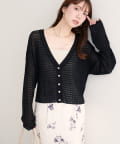 natural couture(ナチュラルクチュール) 【WEB限定】チェック編みカーデ