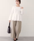 natural couture(ナチュラルクチュール) 【WEB限定】〈canami〉ニットドッキングフリンジぺプラムTOPS