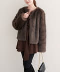 natural couture(ナチュラルクチュール) 【WEB限定】ノーカラーファージャケット