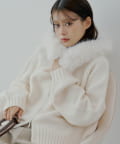 Chico(チコ) 【SALON by Chico】ファー取り外ルーズWジップニットカーディガン