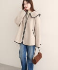 natural couture(ナチュラルクチュール) 【WEB限定】ビッグ衿ループブークレショート丈コート