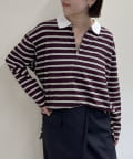Omekashi(オメカシ) 襟付きマルチカラーボーダーロングTシャツ
