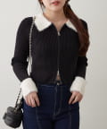 NICE CLAUP / OLIVE des OLIVE OUTLET(ナイスクラップ  / オリーブ デ オリーブ アウトレット) フェザー切替リブカーデ