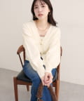 natural couture(ナチュラルクチュール) 【WEB限定】コロンボタンVネックカーデ