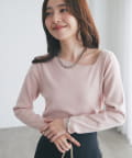 La boutique BonBon(ラブティックボンボン) アンゴラタッチアシメネックニット