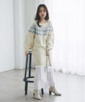 La boutique BonBon(ラブティックボンボン) フェアアイルオフショルニットワンピース