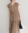 NICE CLAUP / OLIVE des OLIVE OUTLET(ナイスクラップ  / オリーブ デ オリーブ アウトレット) 【natural couture】＜プチナチュ＞ウエストシャーリングワンピース