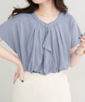 NICE CLAUP / OLIVE des OLIVE OUTLET(ナイスクラップ  / オリーブ デ オリーブ アウトレット) 【natural couture】接触冷感ドレープフリルカットソーブラウス