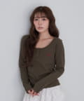 RAY CASSIN(レイカズン) 胸刺繍ヘンリーTシャツ