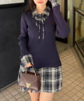 NICE CLAUP / OLIVE des OLIVE OUTLET(ナイスクラップ  / オリーブ デ オリーブ アウトレット) 【RMAF】裾プリーツドッキングミニワンピ