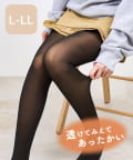 3COINS(スリーコインズ) 水光フェイク黒ストッキングタイツ：L