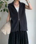 OUTLET(アウトレット) 【DouDou】畦編みジップニットベスト