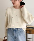 FREDY & GLOSTER(フレディ アンド グロスター) ハート刺繍柄編みニットプルオーバー
