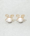 3COINS(スリーコインズ) キラキラリボンパールピアス