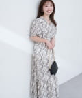 NICE CLAUP / OLIVE des OLIVE OUTLET(ナイスクラップ  / オリーブ デ オリーブ アウトレット) 【natural coutur】【WEB限定】カシュクールパフスリーブワンピース