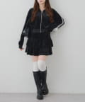 NICE CLAUP / OLIVE des OLIVE OUTLET(ナイスクラップ  / オリーブ デ オリーブ アウトレット) 【RMAF】【セットアップ】袖リボンベロアパーカー & ミニスカート
