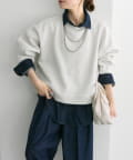 PUAL CE CIN(ピュアルセシン) シンプル裏起毛スウェットショートプルオーバー