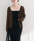 NICE CLAUP / OLIVE des OLIVE OUTLET(ナイスクラップ  / オリーブ デ オリーブ アウトレット) 【natural couture】配色リボン透かし編みカーディガン