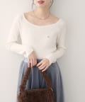 natural couture(ナチュラルクチュール) バレエネックリブニットプルオーバー