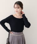 natural couture(ナチュラルクチュール) バレエネックリブニットプルオーバー