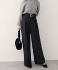 natural couture(ナチュラルクチュール) バックルベルト付きタックパンツ