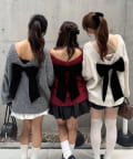 Remind me and forever(リマインドミーアンドフォーエバー) 【Ribbon Collection】後ろベロアリボンニット
