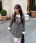 one after another NICE CLAUP(ワンアフターアナザー ナイスクラップ) 【omiyu企画】バックレースアップシャツワンピース