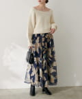 NICE CLAUP / OLIVE des OLIVE OUTLET(ナイスクラップ  / オリーブ デ オリーブ アウトレット) 【natural couture】大花プリントメッシュスカート