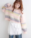 w closet(ダブルクローゼット) 【2サイズ展開】【サイズ比較画像あり】ボーダーシャギーニット