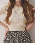 NICE CLAUP / OLIVE des OLIVE OUTLET(ナイスクラップ  / オリーブ デ オリーブ アウトレット) 【one after another】ロゴビジューニット