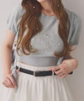 NICE CLAUP / OLIVE des OLIVE OUTLET(ナイスクラップ  / オリーブ デ オリーブ アウトレット) 【one after another】ロゴビジューニット