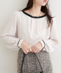 natural couture(ナチュラルクチュール) 【WEB限定】バイカラーボートネックブラウス