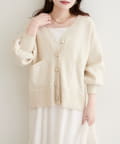 natural couture(ナチュラルクチュール) 【WEB限定】ぷっくり金ボタンミドルカーデ